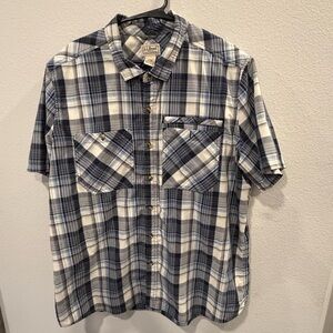 L.L. Bean Men's Navy and White Plaid Shirt